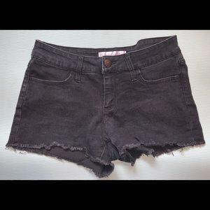 Black denim shorts